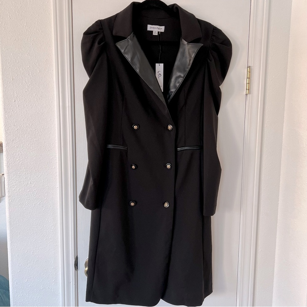 NWT Shelby + Palmer Black Lightweight Button Front Blazer Suit Jacket